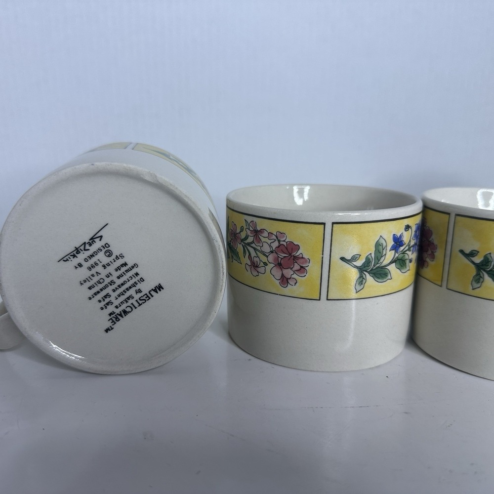 Set Vintage Majesticware Mugs by Sakura 1996 Floral Designs Spring By Sue Zipkin - Picture 4 of 5